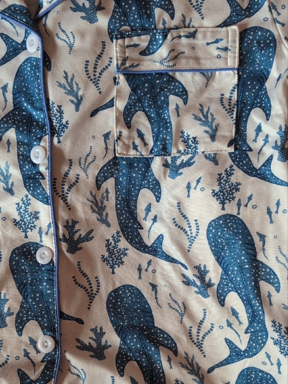 Temu Whale Shark Print Short Pajama Set - Picture 2 of 5